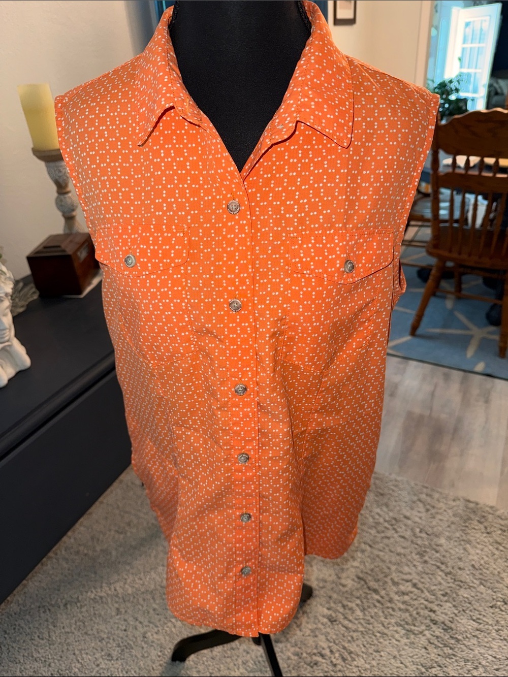 Eddie Bauer Short-Sleeve Button-Up Shirt side vent & pocket colorful beach sz M